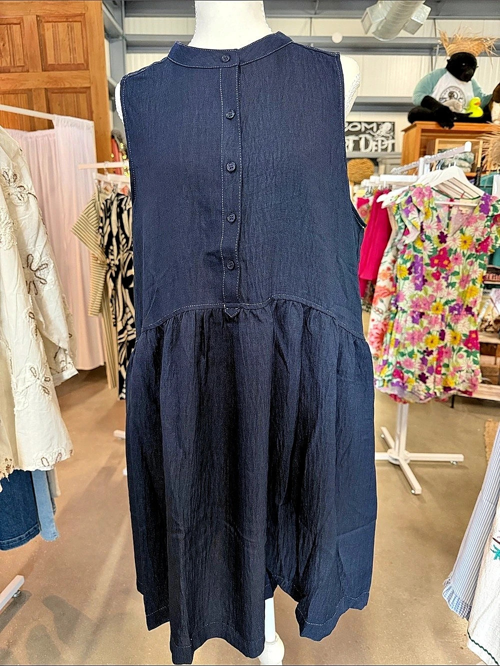 Max Studio Sleeveless Tiered Midi Dress in Blue